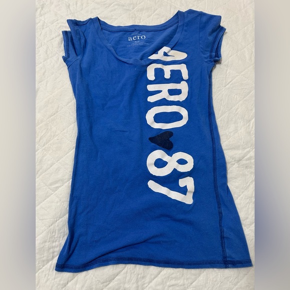 Bundle Y2K Blue t-shirt Size S/P Aeropostale And Tan Shorts Holliester s27 Set - Picture 3 of 10